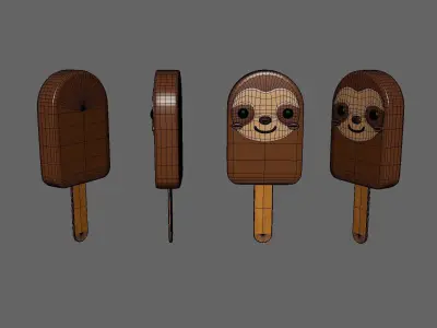 Low-Poly Sloth Ice Cream Cute  Low-poly 3D model