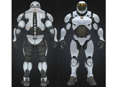 Futuristic Combat Android Low-poly 3D model