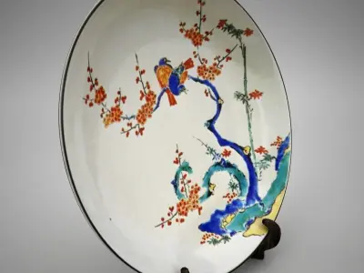 KAKIEMON japanese plate with birds 3D model