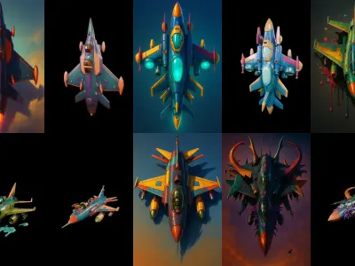 AirCraft bundle 4 pack 100 glb Low-poly 3D model