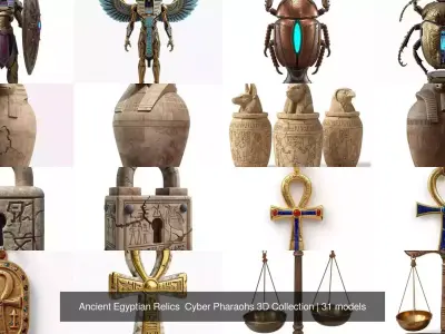 Ancient Egyptian Relics  Cyber Pharaohs 3D Collection 3D Model Pack