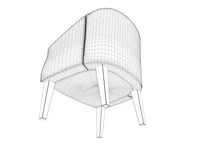 Antique Leather Tub Chair 3D model