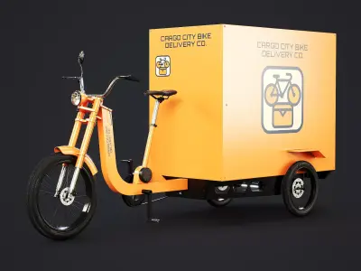 Electric Cargo Tricycle Delivery Bicycle Low-poly 3D model