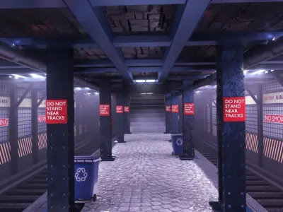 Subway station interior  Low-poly 3D model