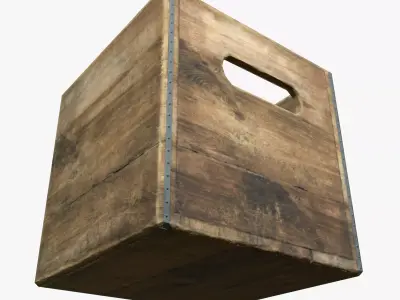 Wooden Milk Crate Game Ready PBR Textures Low Poly Low-poly 3D model