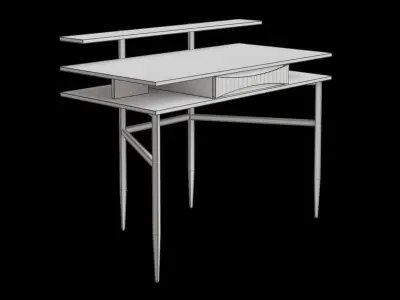 Contemporary Industrial Rectangular Writing Desk 3D model
