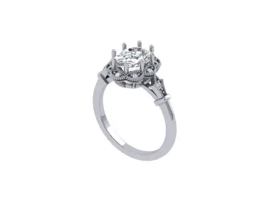 Oval Art Deco Ring 3D print model 7