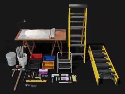 Rennovation Demolition Diy Handyman Tools Equipment 3D Assets Low-poly 3D model