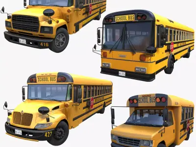 School buses 3D Model Pack
