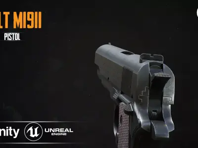 COLT M1911 PISTOL Low-poly 3D model buy