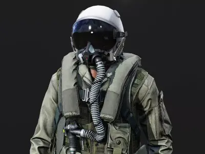 Modular US Air Force Pilot Low-poly 3D model