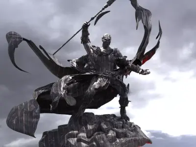 Dark Dragon Rider Warrior Sculpture  3D model