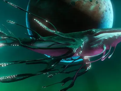 Space Whale Low-poly 3D model