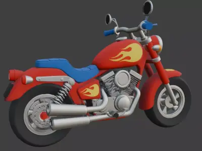 Cartoon Red Chopper Motorcycle 3D Model 3D model buy