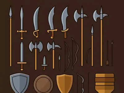 MEDIEVAL WEPONS PACK Low-poly 3D model