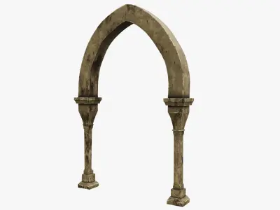 Column wooden arch Low-poly 3D model