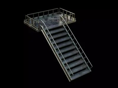 3 Metal Stair Low-poly 3D model