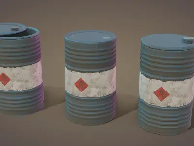 Oil Barrel Low-poly 3D model 7