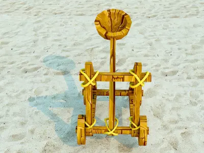 Game wood tank  Low-poly 3D model