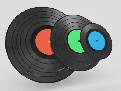 Vinyl Record Pack Low-poly 3D model