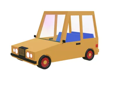 Cartoon Low Poly City Car  Stylized Cartoonic Toy Car 3D model