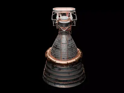 Saturn V F-1 Rocket Engine Cluster - Apollo Launch Booster 3D model