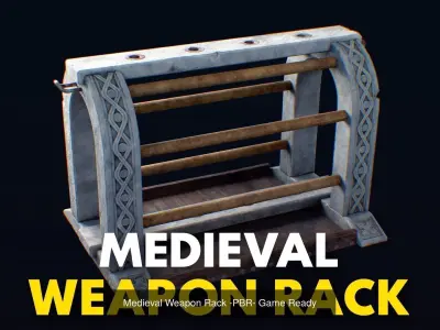 Medieval Weapon Bundle with weapon Rack - PBR - Game Ready 3D Model Pack