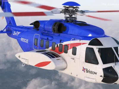 Sikorsky S-92 Civil Helicopter Rigged 3D model