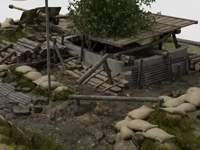 Abandoned War Bunker Mini Terrain Diorama 3D model