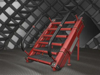 Sci-Fi Stairs - 8 - Red Version Low-poly 3D model