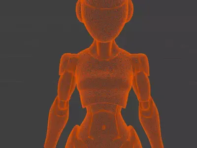 pink android female robot black face cover sleek friendly look Low-poly 3D model