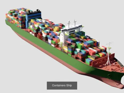 Four types of cargo ships 3D Model Pack