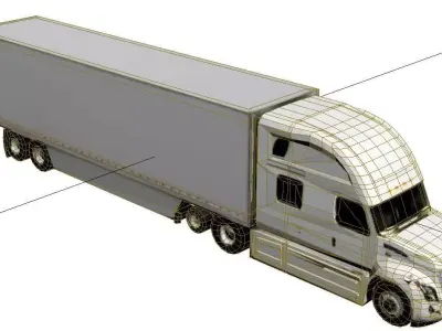 Freightliner Cascadia Low Poly Semi Truck Tractor Low-poly 3D model