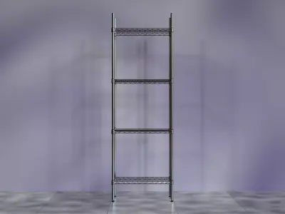 Wire Shelves - 24 inches X 12 inches X 72 inches in chrome Low-poly 3D model