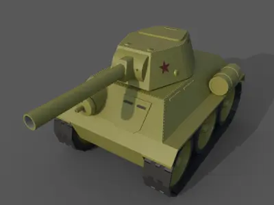 Cartoon T-34 Low-poly 3D model