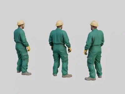 Industrial Worker Rigged and Animated Low-poly 3D model