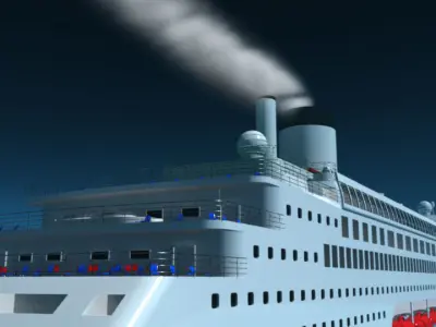 Animated Ship with Ocean 3D model