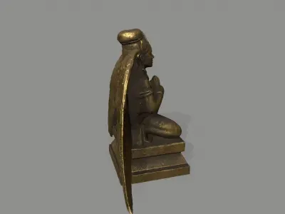 Angel egyptian statue with wings Low-poly 3D model