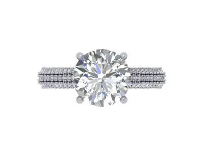 Solitair Ring Bridal set 3D print model 37