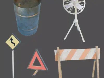 Summer Construction Props Pack - Free low-poly 3D model