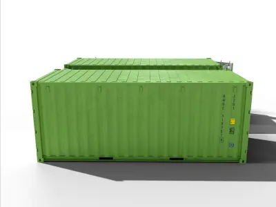20ft Cargo Container Green Light Low-poly 3D model
