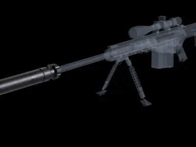 Barrett QDL Suppressor by M107A1 Low-poly 3D model