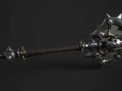 Battle Axe Low-poly 3D model 5