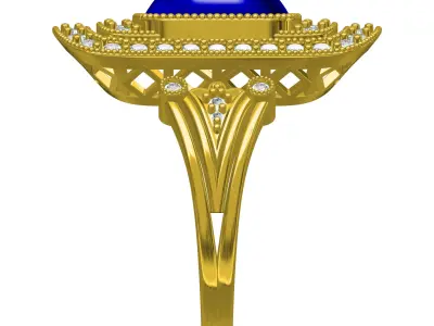Antique Art Deco Sapphire Diamond Ring 3D print model