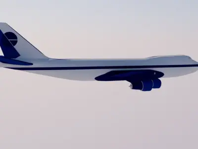 Airliner lowpoly airplane flying in sky Low-poly 3D model