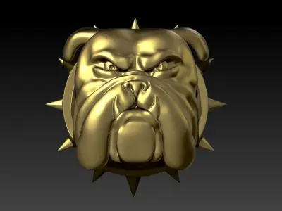 Bull Dog Head Pendant Charm Necklace Light Weight Jewelry 3D print model buy