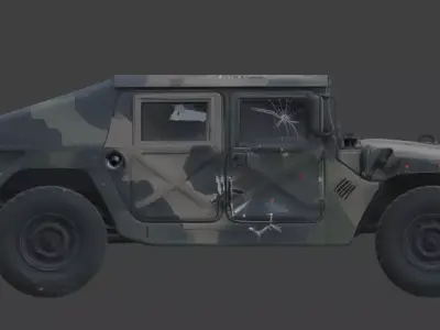 Damaged Armored Humvee Military Vehicle 3D Model v01 Low-poly 3D model