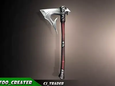 Modern Magical Axe Fantasy Low-poly 3d model Low-poly 3D model