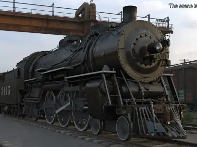 Steam Engine with Covered Hopper Cars  purchase 3D model