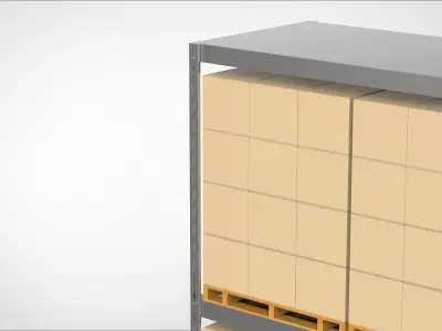 warehouse metal shelving rack with boxes 3D model